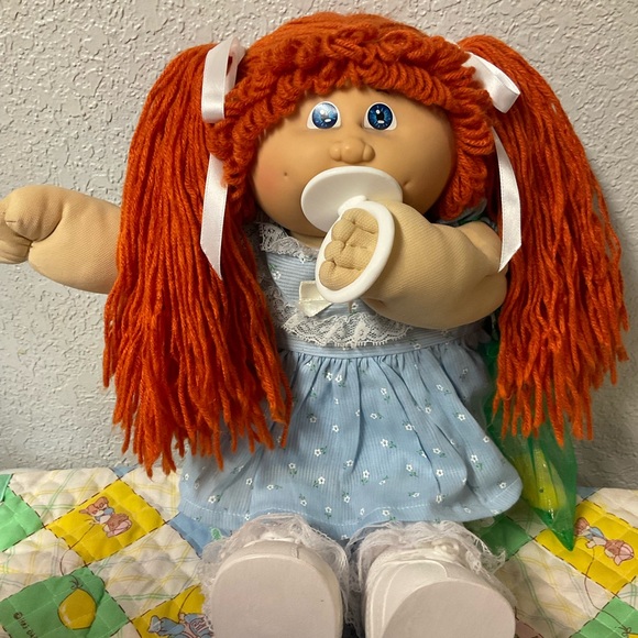 Vintage Cabbage Patch Kid Girl With Pacifier Red Hair Hong Kong OK Factory 1985 - Picture 2 of 9
